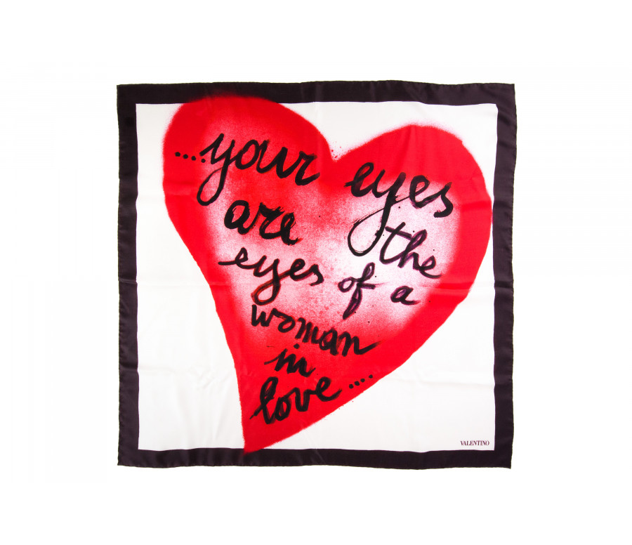 'L'Amour' Print Silk Twill Scarf