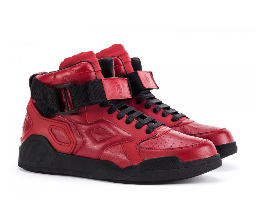 'Block' Hi-Top Leather Sneakers