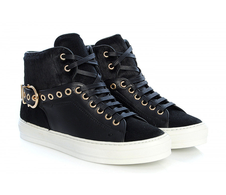"pixy" ponyskin & leather sneakers