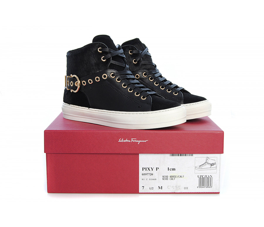 "pixy" ponyskin & leather sneakers