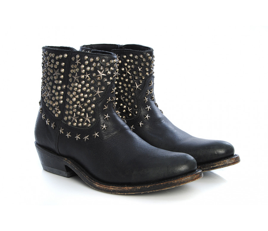 "kristen" studded leather cowboy boots