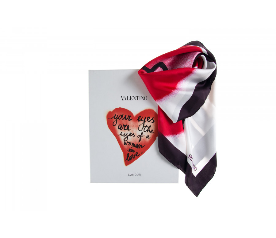 'L'Amour' Print Silk Twill Scarf