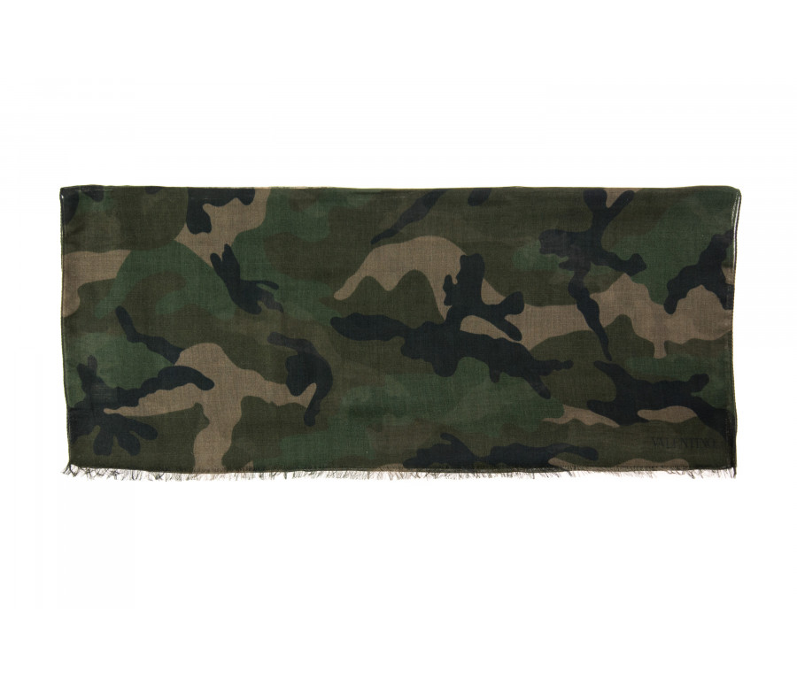 'Camouflage Print Cashmere & Silk Scarf