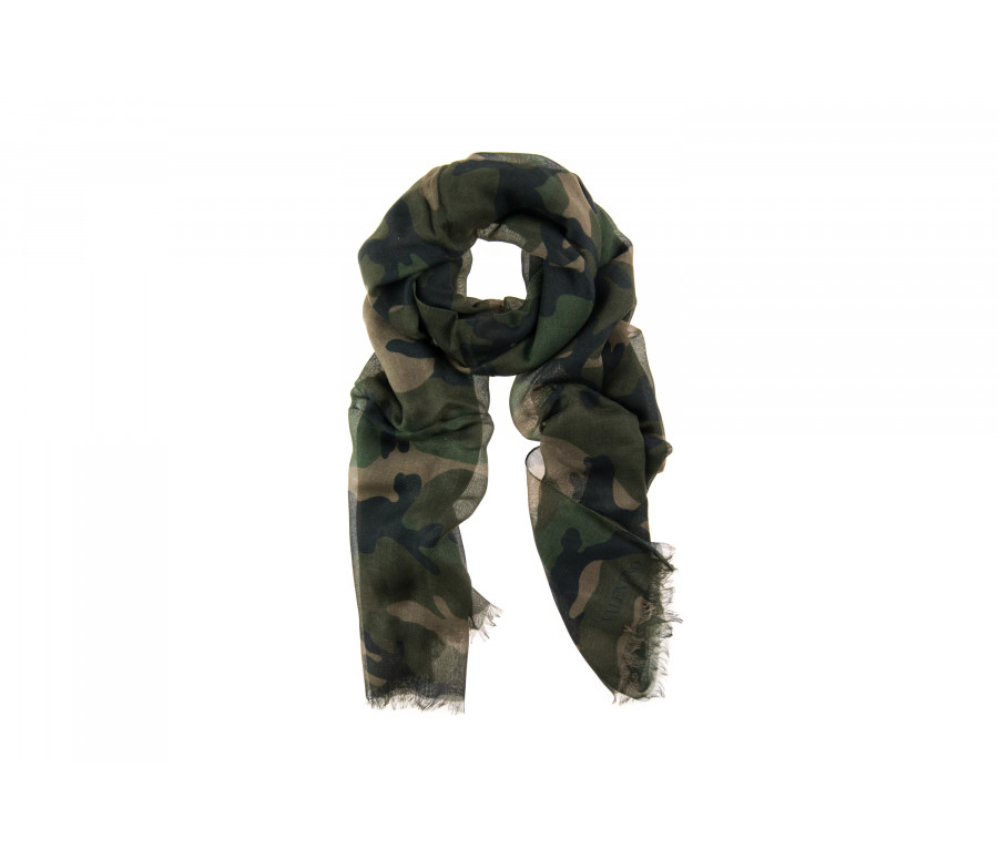 'Camouflage Print Cashmere & Silk Scarf