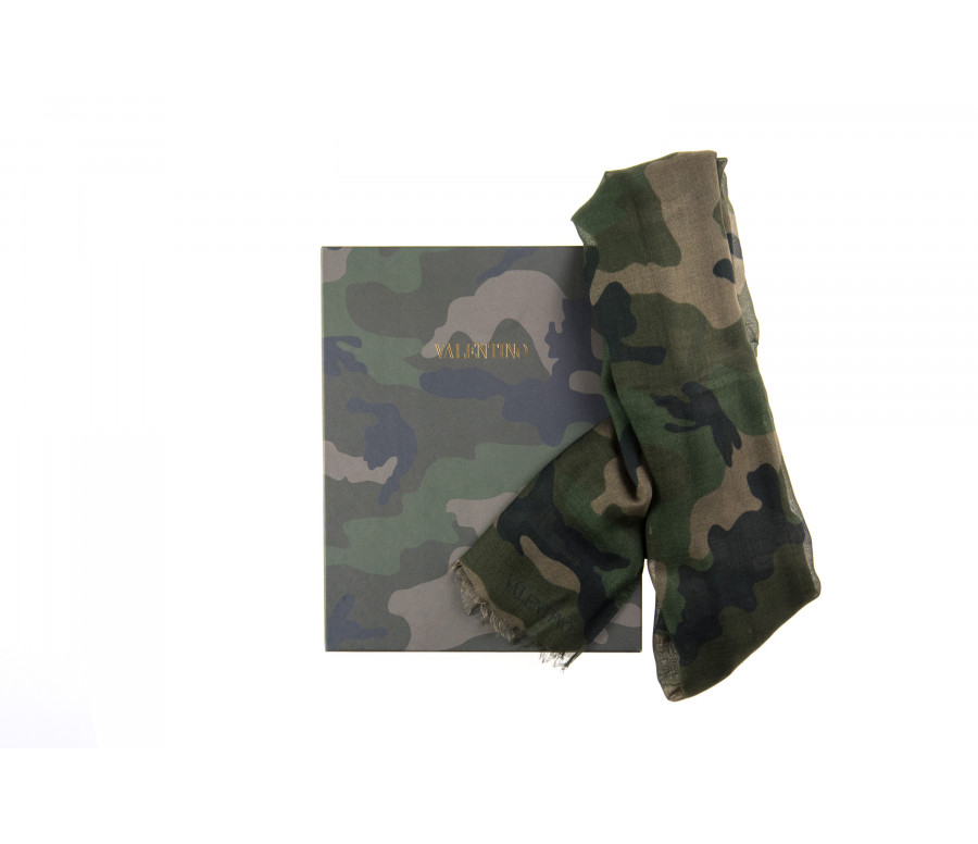 'Camouflage Print Cashmere & Silk Scarf