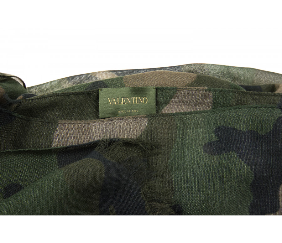 'Camouflage Print Cashmere & Silk Scarf