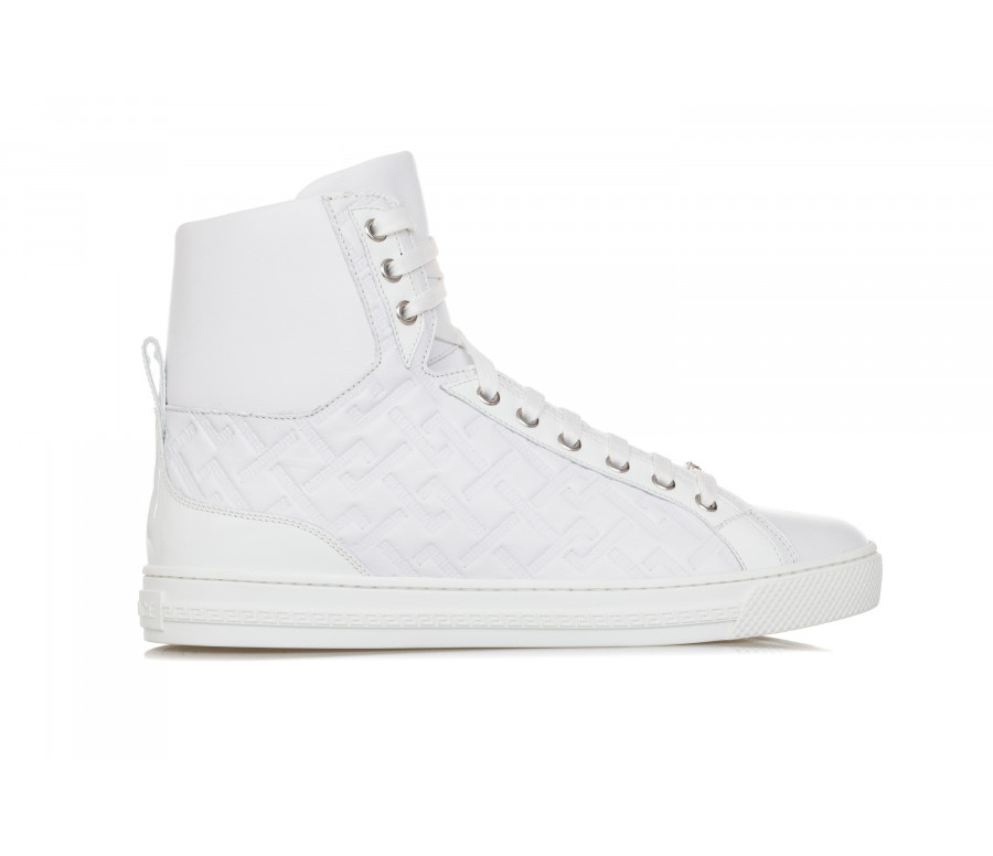 Embossed Logo Leather Sneakers