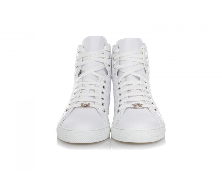 Embossed Logo Leather Sneakers