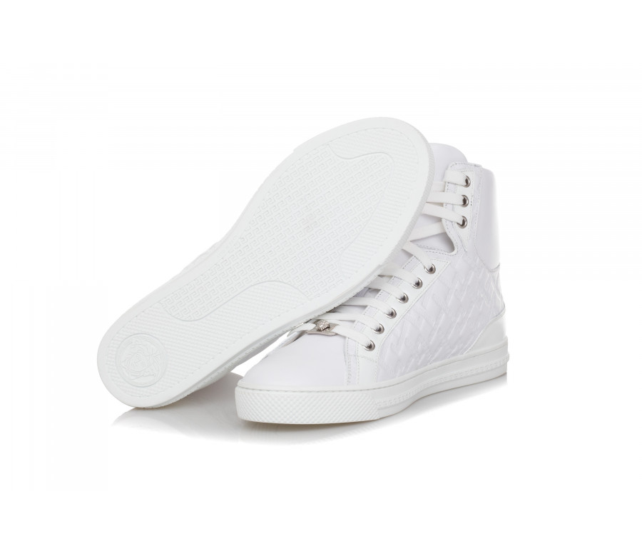 Embossed Logo Leather Sneakers