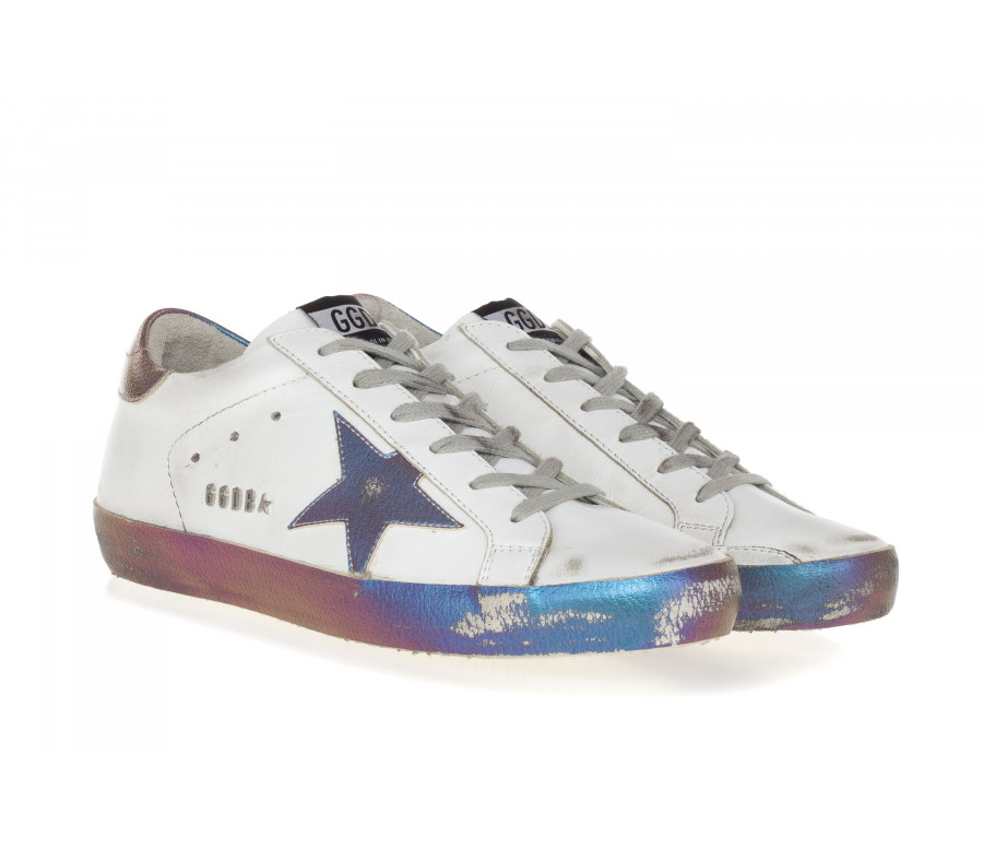 Leather Sneakers 'Superstar' With Iridescent Star