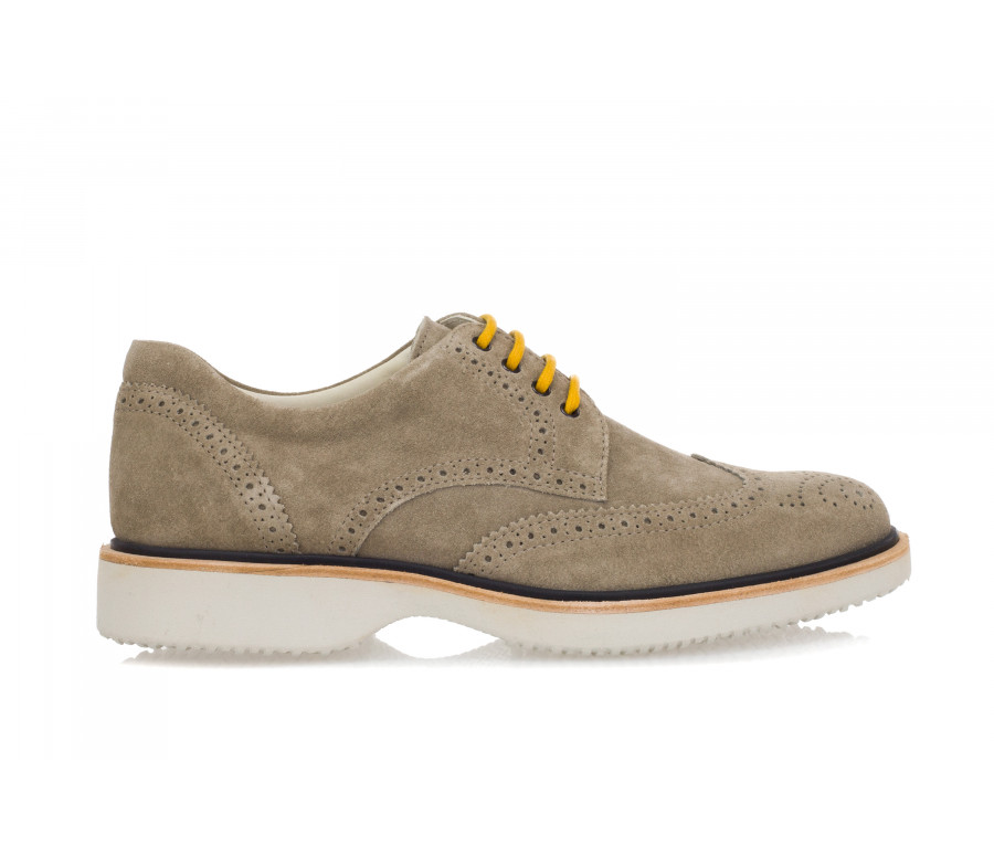 'R217' Lace-Up Shoes In Suede With Wing Tips Perforations