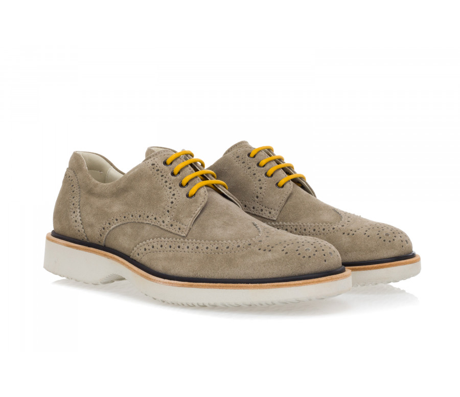 'R217' Lace-Up Shoes In Suede With Wing Tips Perforations