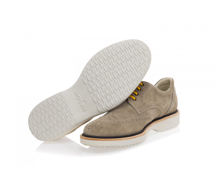 'R217' Lace-Up Shoes In Suede With Wing Tips Perforations