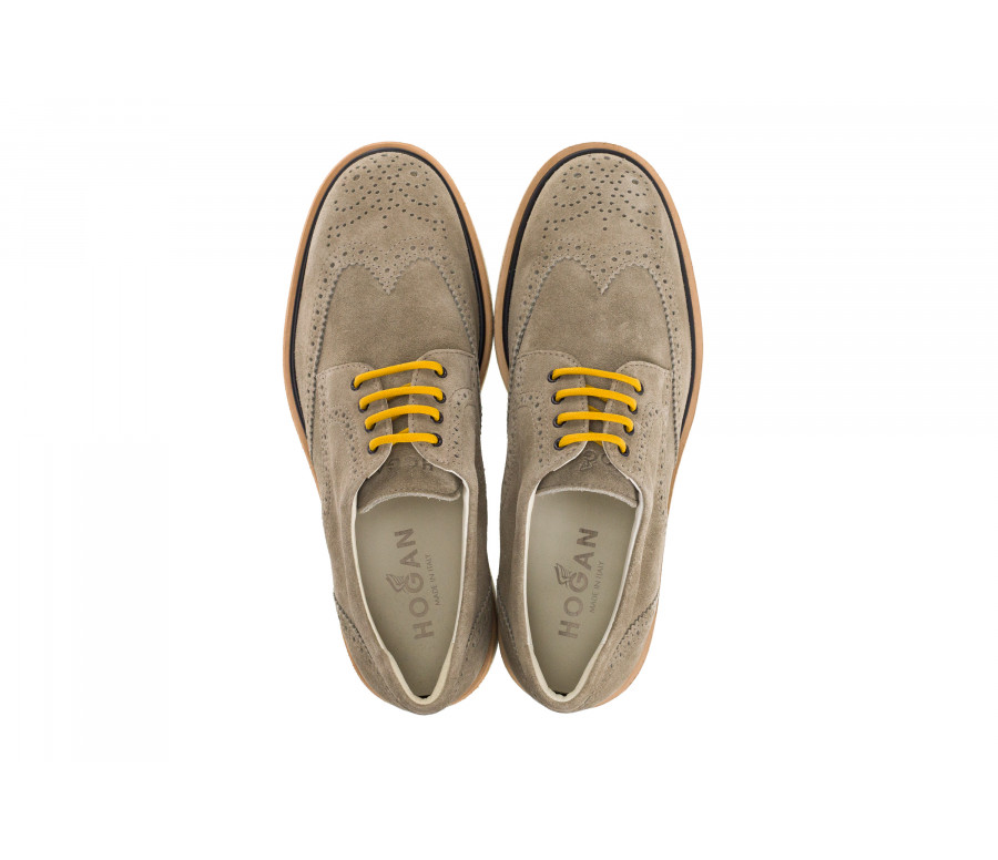 'R217' Lace-Up Shoes In Suede With Wing Tips Perforations