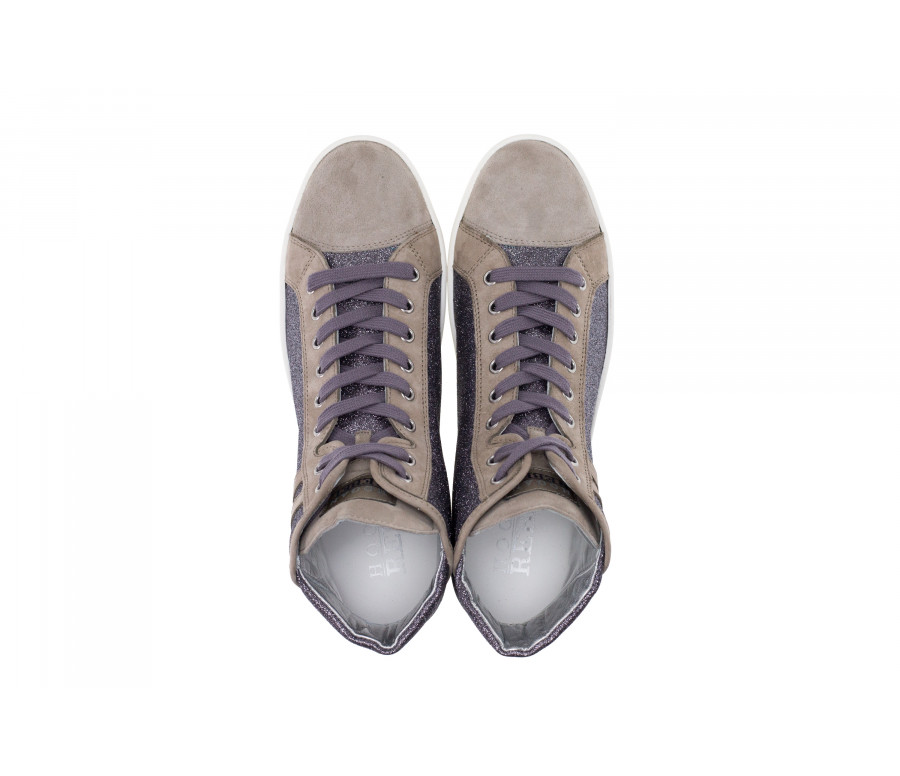 'H182' Glitter & Nabuck High-Top Sneakers