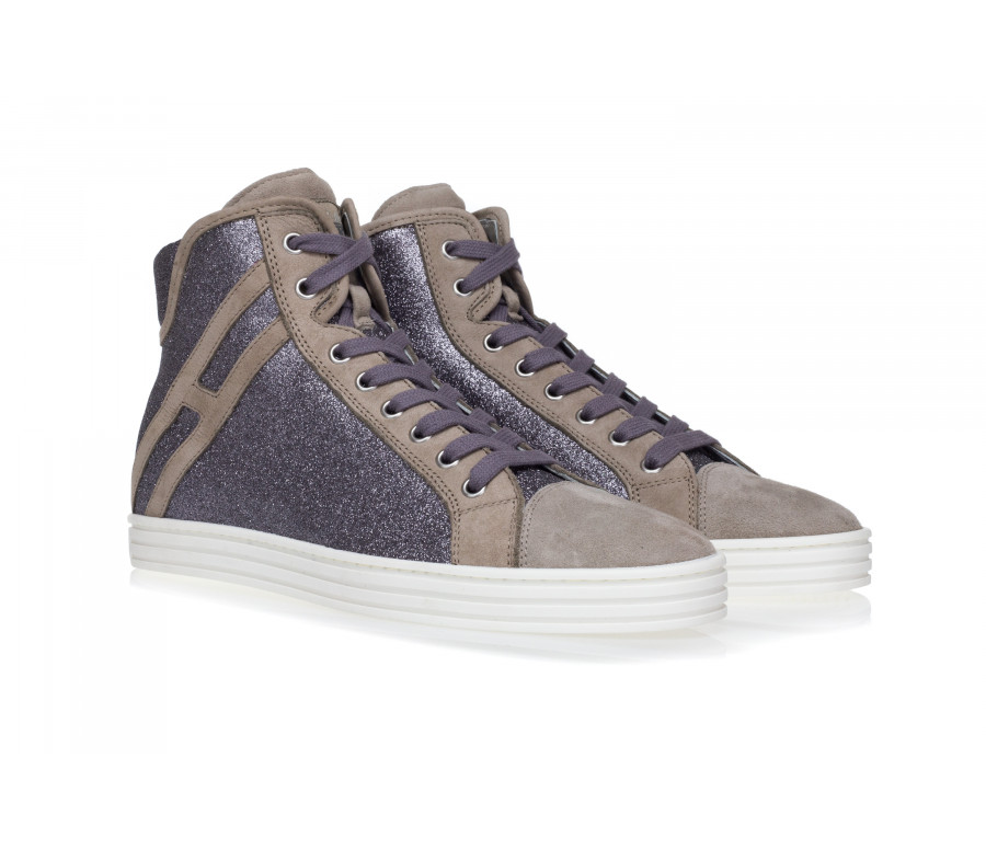 'H182' Glitter & Nabuck High-Top Sneakers