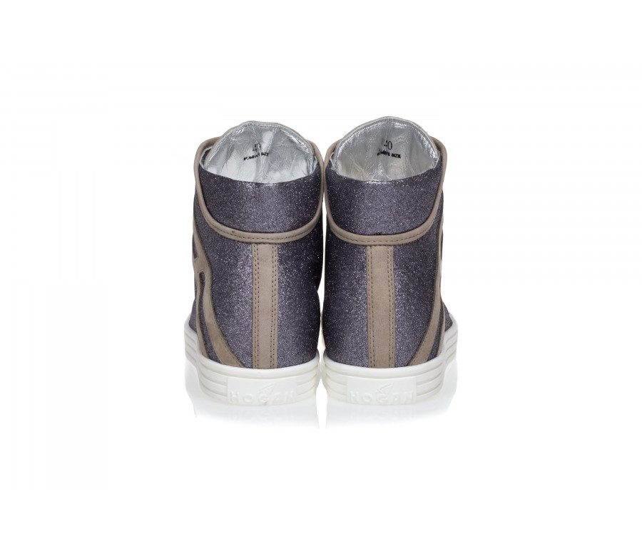 'H182' Glitter & Nabuck High-Top Sneakers