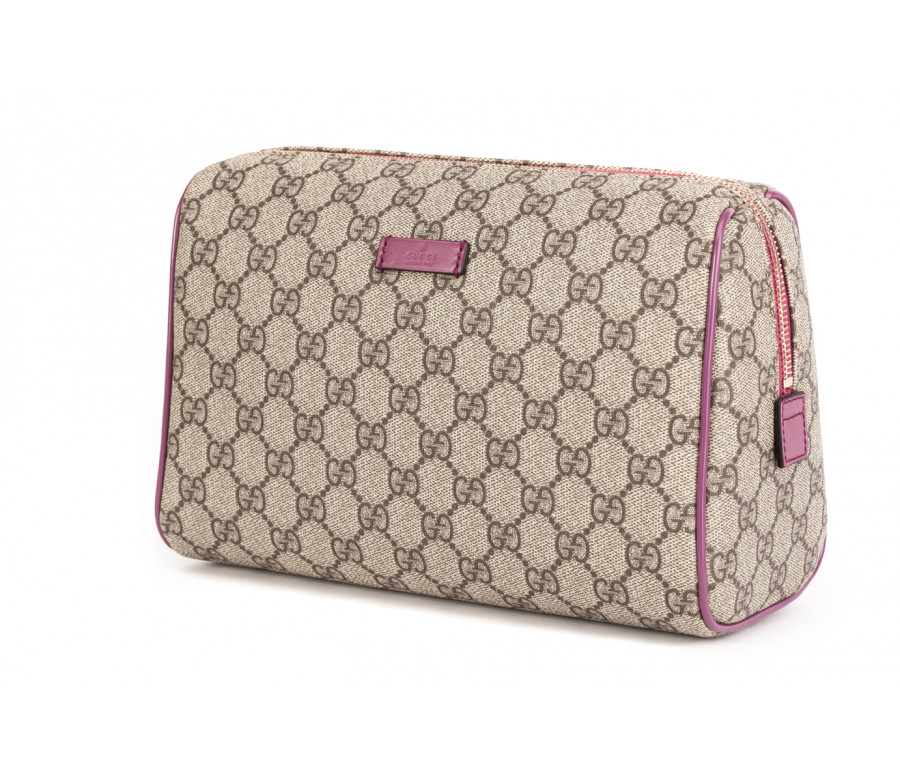 Large "gg plus" canvas cosmetic case