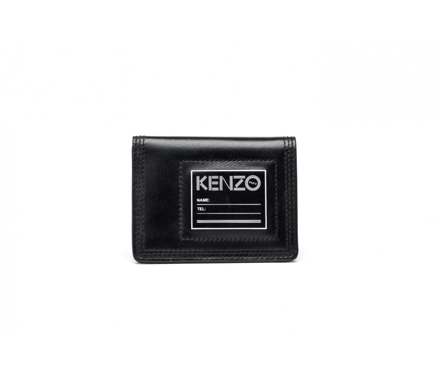 Logo printed leather credit card holder