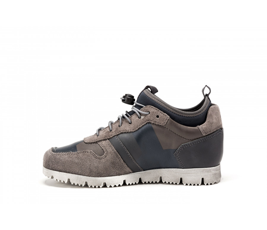 "number low i73" leather & fabric sneakers