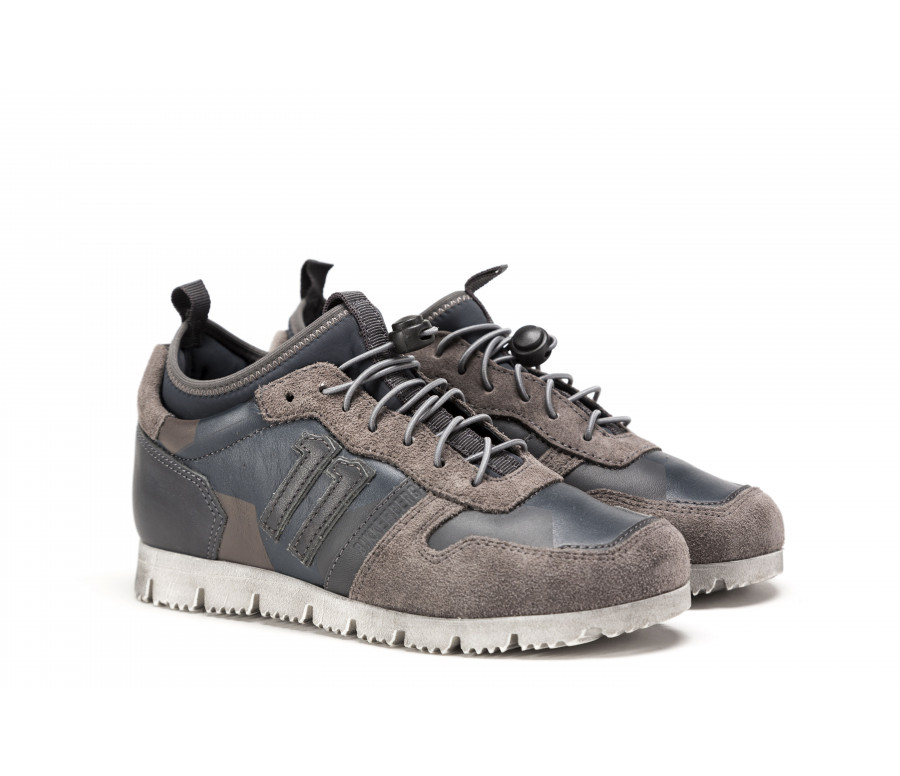 "number low i73" leather & fabric sneakers