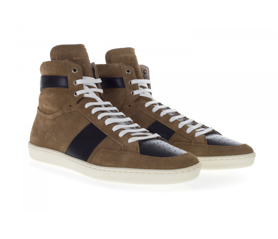 'Sl/10h Signature Court Classic' Hi-Top Suede & Leather Sneakers