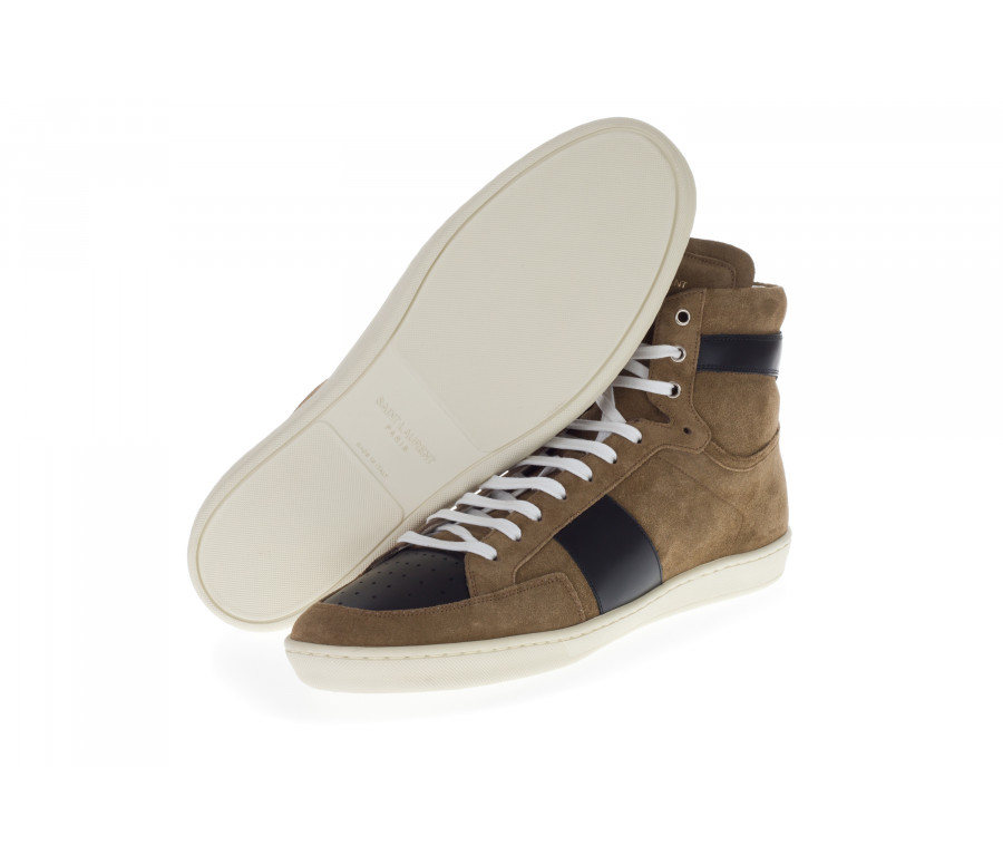 'Sl/10h Signature Court Classic' Hi-Top Suede & Leather Sneakers