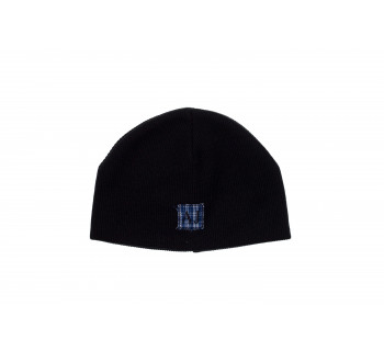 Plaid Patch Wool Blend Beanie Hat
