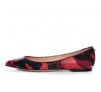 "rockstud" camouflage leather & canvas ballerina flats