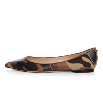 "rockstud" camouflage leather & canvas ballerina flats