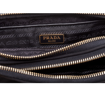 Nylon wristlet bag with shoulder strap