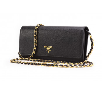 "saffiano" leather shoulder bag with chain