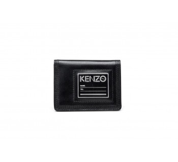 Logo printed leather credit card holder