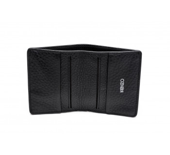 Logo printed leather credit card holder