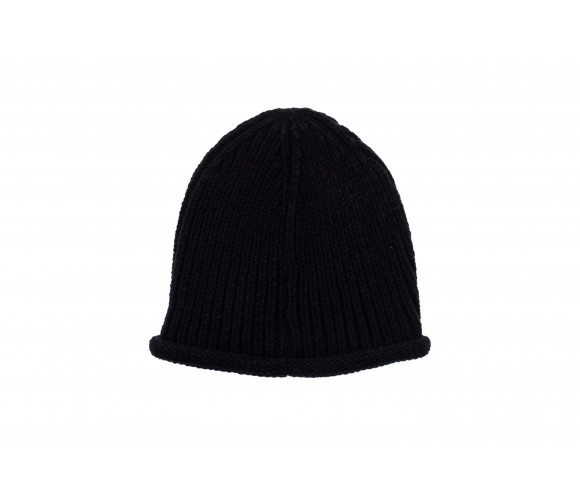 Wool Blend Beanie Hat With Rose Patch