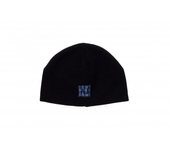 Plaid Patch Wool Blend Beanie Hat