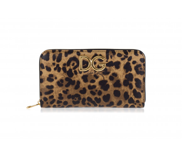 Leather and Leo pattern zip-Around 'Dauphine' wallet