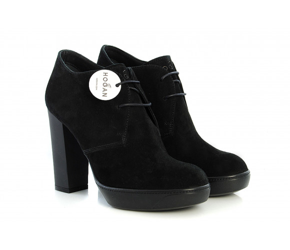 Womens hogan shoe h273 lace-up suede ankle boots hxw2730s130cr0b999 plateau opty