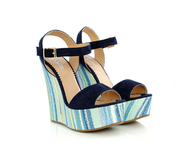 Sequined suede wedges