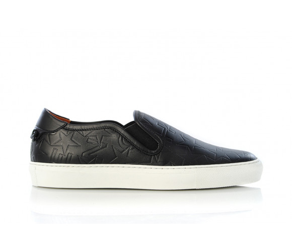 Logo embossed leather slip-on sneakers