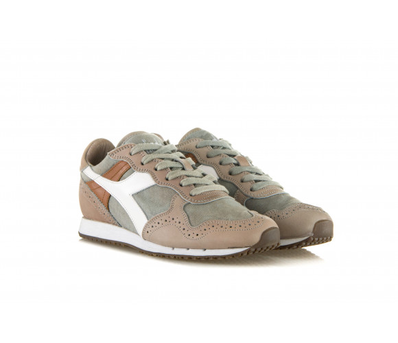 'TRIDENT C DYED BROGUE' Canvas & Leather Sneakers