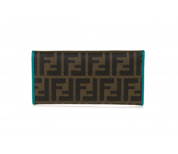 'Zucca' Canvas Flap Wallet With Leather Trim