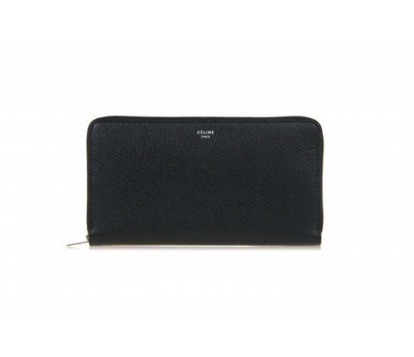 Drummed Leather Large Zip-Around Wallet