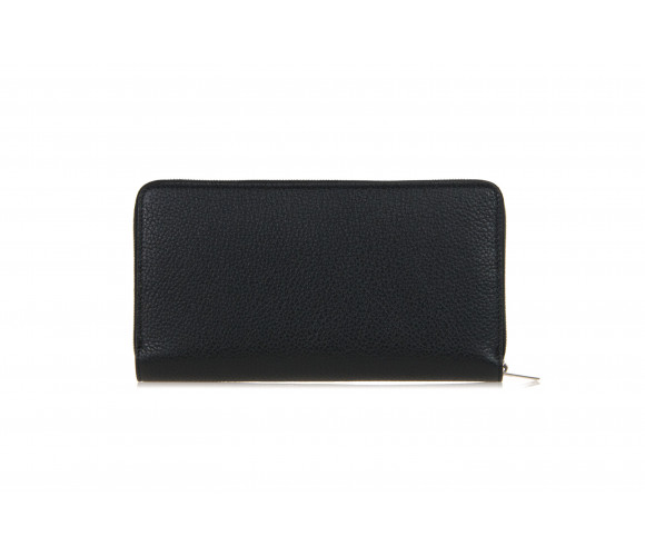 Drummed Leather Large Zip-Around Wallet