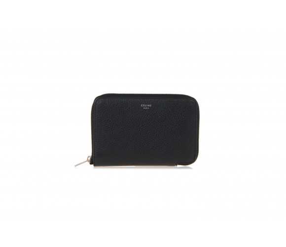 Drummed Leather Medium Zip-Around Wallet