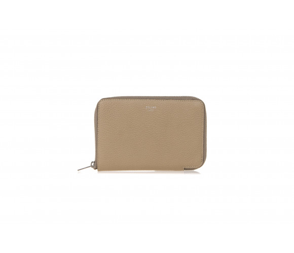 Drummed Leather Medium Zip-Around Wallet
