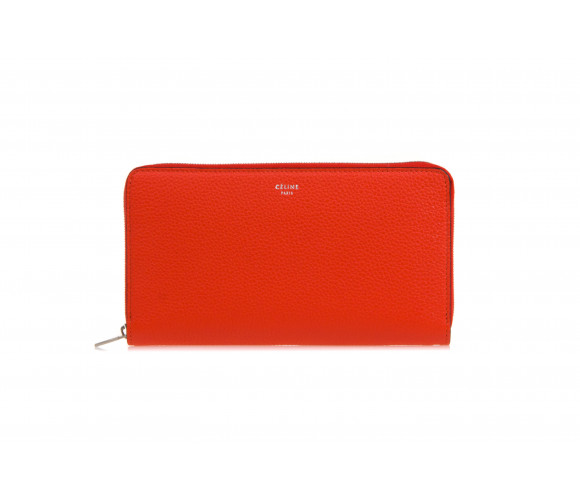 Drummed Leather Large Zip-Around Wallet
