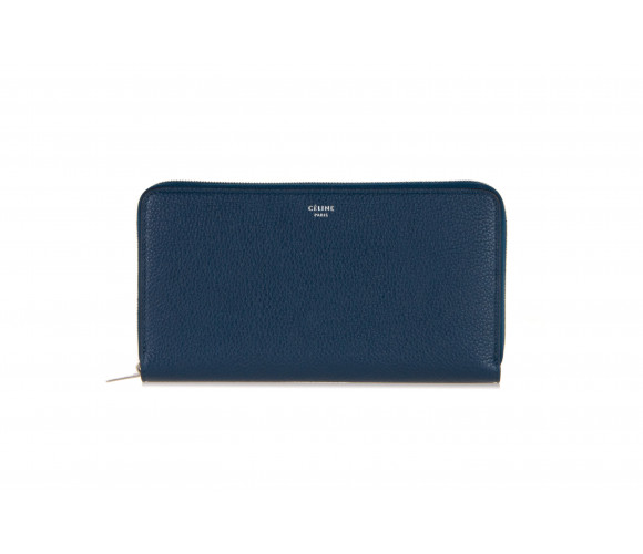Drummed Leather Large Zip-Around Wallet