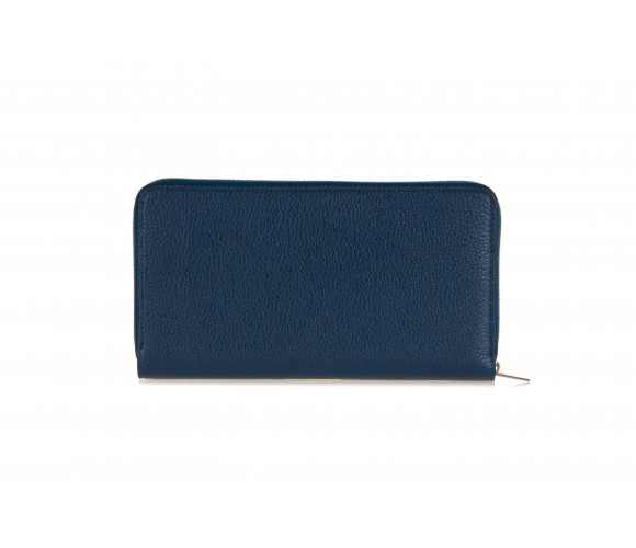 Drummed Leather Large Zip-Around Wallet