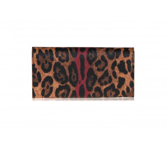 Leopard-Print Leather Flap Wallet